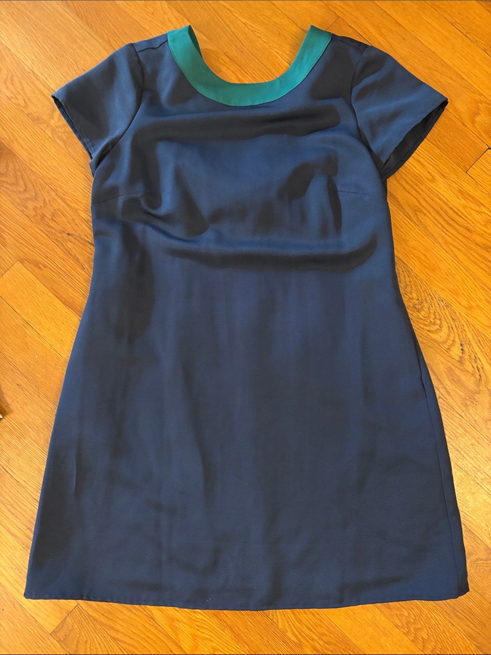 Sail to Sable Navy Dress with Teal Neckline
